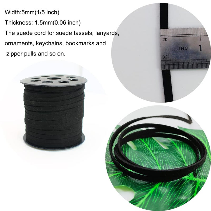 Pamir Tong Faux Suede Leather Cord String for Jewerly Making 5mm 40 Yards Black Bracelet Cord Flat Thin Leather Lace Thread for Necklace-Chocker & DIY Projects - Image 5